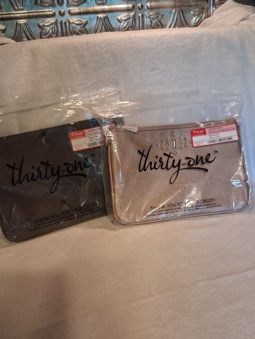 thirty-one Metallic Rose Gold and Bronze Cosmetic Pouch Duo